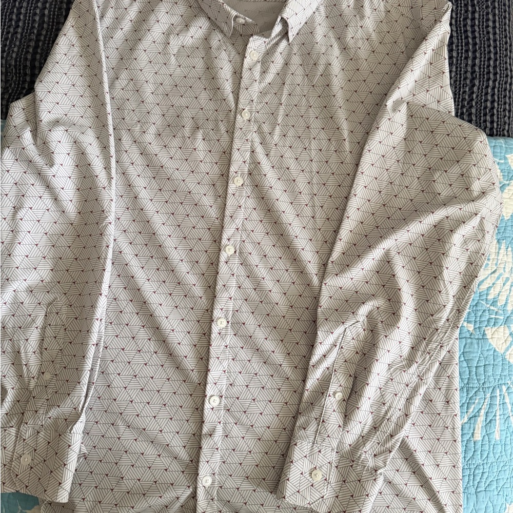 Mizzen+Main White Shirt with Red Geometric Design - Picture 2 of 2